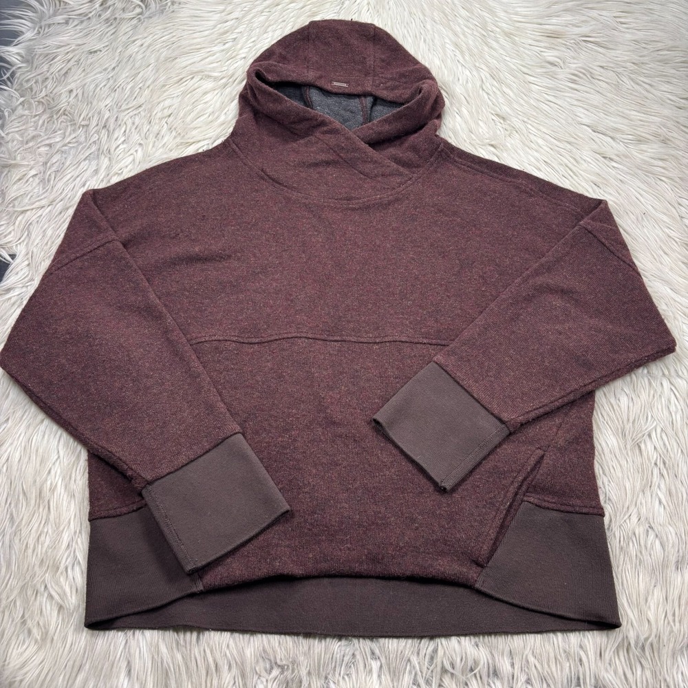 Prana Women's M Burgundy Brown Paskal Sweater Hooded Wool Blend